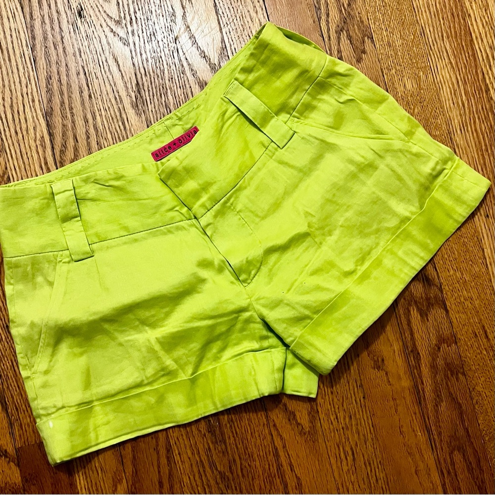 Alice + Olivia High Waist Green Shorts
